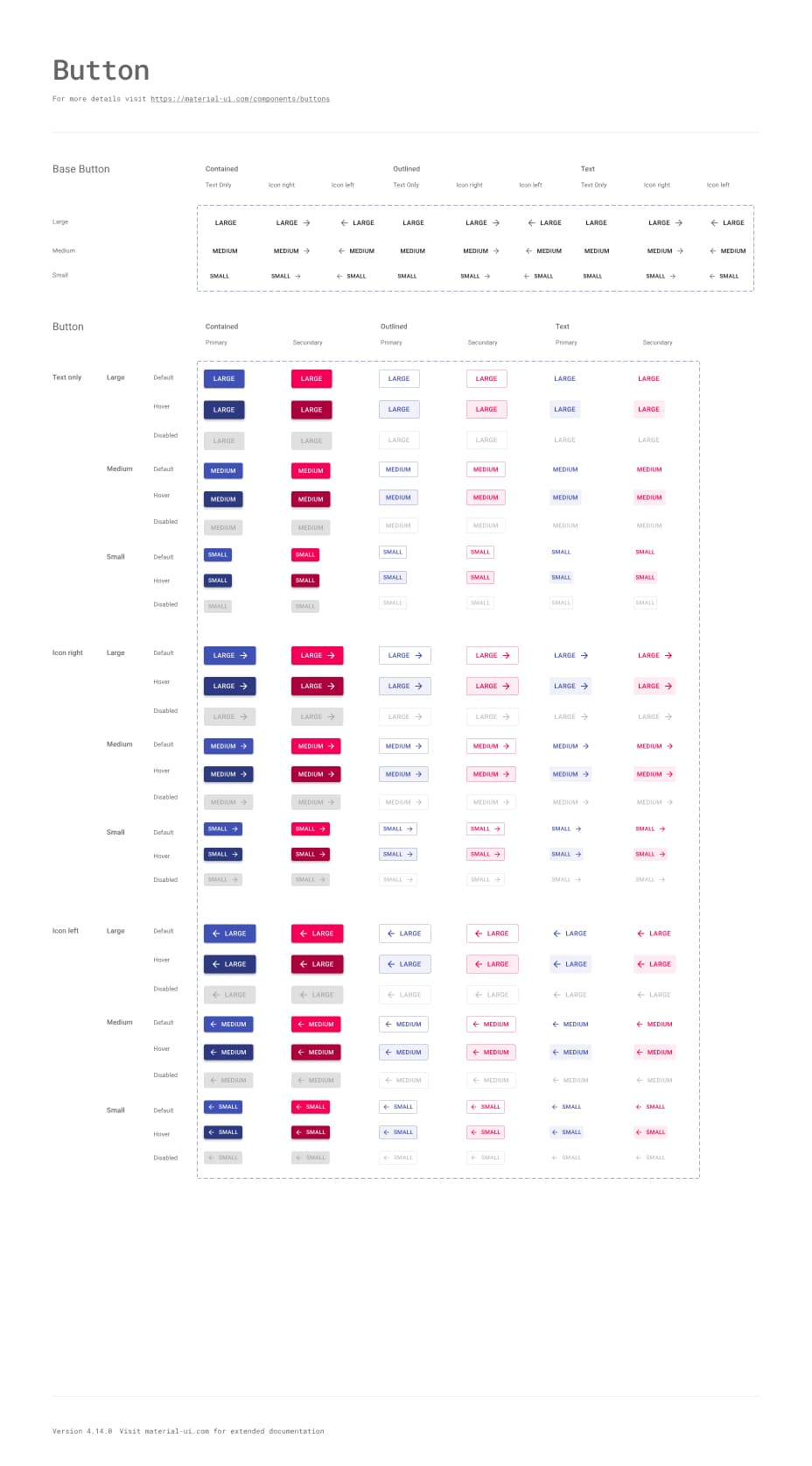 Material UI Button component variations in the Figma Design Kit.